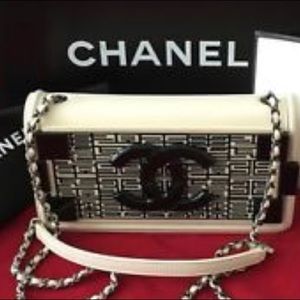Chanel Boy Brick Flap Bag Dark White ...